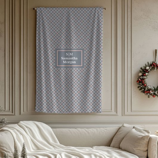 Custom Name Blanket Chic Coral Grey Elegant Fleece Deken