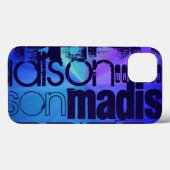 Custom Name, Blue & Abstract Purple, Green, Blue Case-Mate iPhone Case (Achterkant (horizontaal))