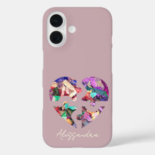 Custom Name Blush Powder Roze Schattige Kleurrijk  iPhone 16 Hoesje