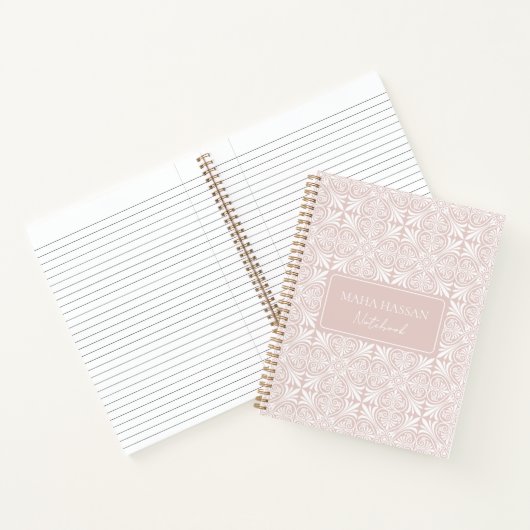 Custom Name Blush Rose Vector Pattern Journal (Intérieur)
