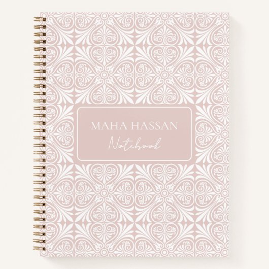 Custom Name Blush Rose Vector Pattern Journal (Devant)