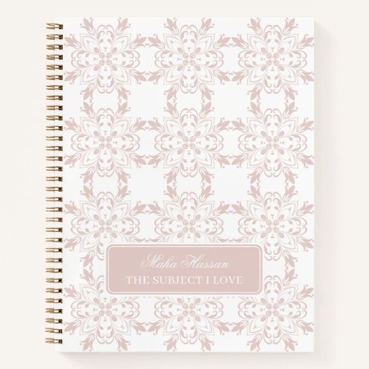 Custom Name Blush Rose Vector Pattern Journal (Devant)