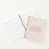 Custom Name Blush Rose Vector Pattern Journal Notitieboek (Binnen)