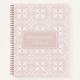 Custom Name Blush Rose Vector Pattern Journal Notitieboek