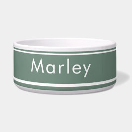 Custom Name Bowl voor Honden - Sage Green Voerbakje