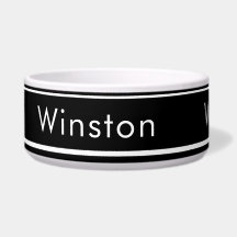Custom Name Bowl voor Honden - Zwart Minimalist