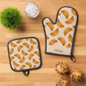 Custom name brown pattern ovenwant & pannenlap set (Top down)