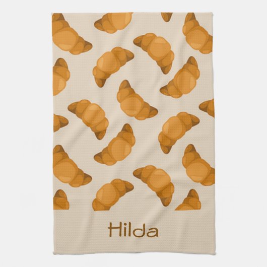 Custom name brown pattern theedoek (Verticaal)