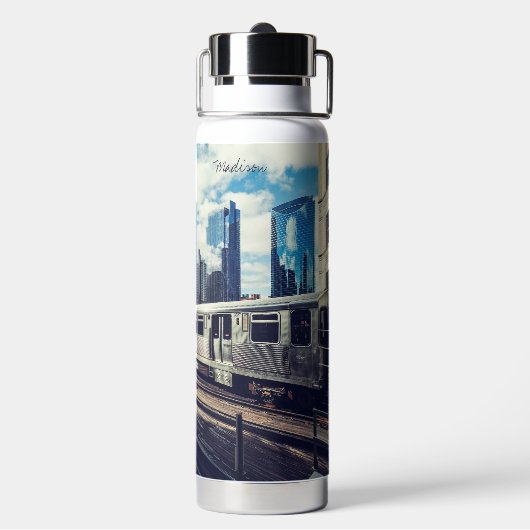 Custom Name Chicago USA Waterfles (Achterkant)