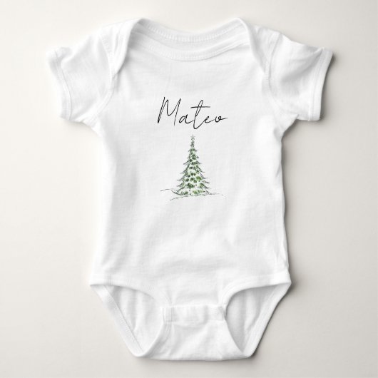 Custom Name Christmas Baby Romper First Xmas Mateo (Voorkant)