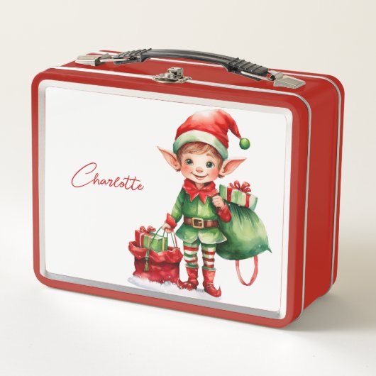 Custom Name Christmas elf with a sack of gifts (Voorkant)