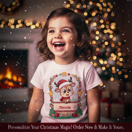 Custom Name Christmas Reindeer Toddler Shirt