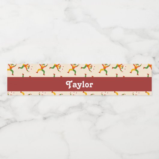 Custom name circus clown pattern waterfles etiket (Enkel label)