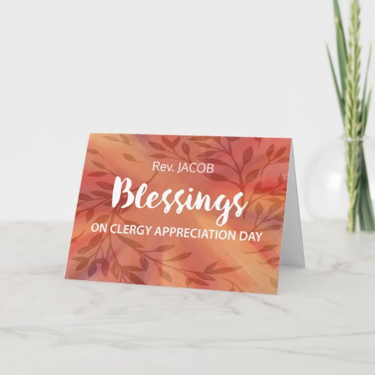 Custom Name Clergy Appreciation Day Blessings Leaf Kaart (Voorkant)