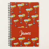 Custom name cocktail glasses on red (Devant)