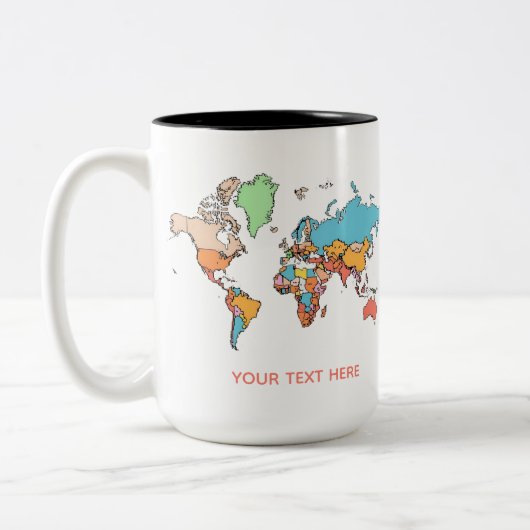 Custom Name Colorful World Map Travel Coffee Mug (Gauche)