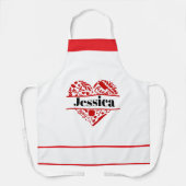 Custom Name Cooking Apron with Red Heart Design Schort (Voorkant)