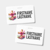 CUSTOM NAME CROSS Christian Badge (Voor- en achterkant)
