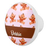 Custom name crying babies on pink keramische knop (Rechts)