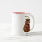 Custom Name Cute Capybara Teddy Bear Pink Mug (Devant droit)