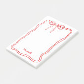 Custom Name Cute Coquette Red Ribbon Frame Post-it® Notes (Schuin)