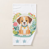Custom Name Cute Floral Dog Puppy Kids (Serviette à main)
