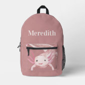 Custom Name Cute Pink Axolotl School Backpack Bedrukte Rugzak (Voorkant)