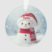Custom Name Cute Snowman Christmas Ornament (voorkant)