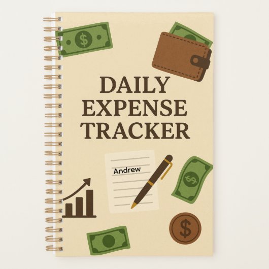 Custom Name Daily Expense Tracker Planner (Voorkant)