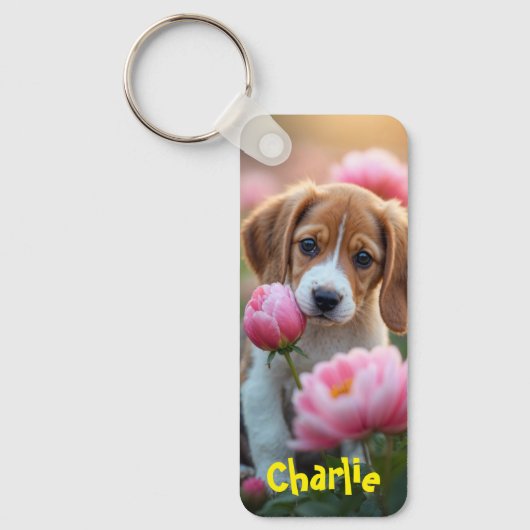 Custom Name Dog Cat Lover Double Photo Pet Sleutelhanger (Voorkant)