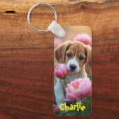 Custom Name Dog Cat Lover Double Photo Pet Sleutelhanger (Voorkant)