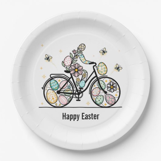Custom Name Easter Bicycle Design Papieren Bordje (Voorkant)