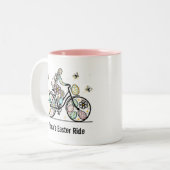 Custom Name Easter Bicycle Design Tweekleurige Koffiemok (Voorkant links)