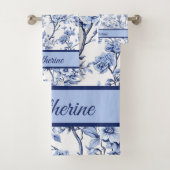 Custom Name Elegant French Vintage Blue Floral  (En situation)