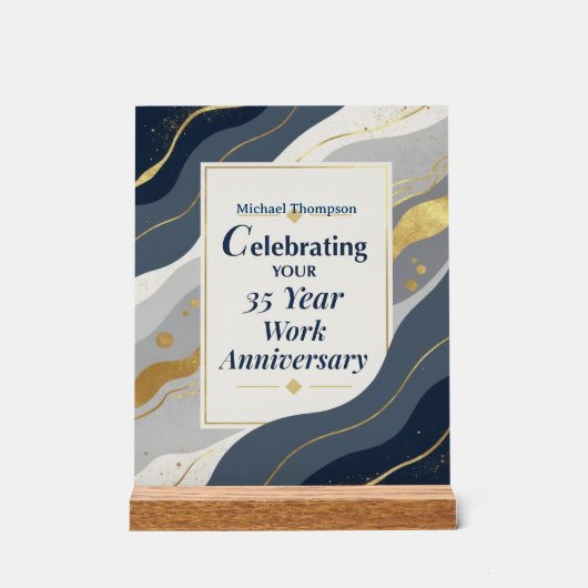Custom Name Employee 35 Year Work Anniversary Acryl Bord (Voorkant)