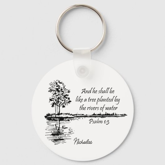 Custom Name Encouraging Scripture Psalm 1:3 Sleutelhanger (Achterkant)