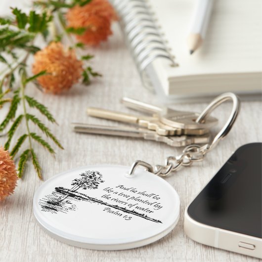 Custom Name Encouraging Scripture Psalm 1:3 Sleutelhanger (Voorkant Rechts)