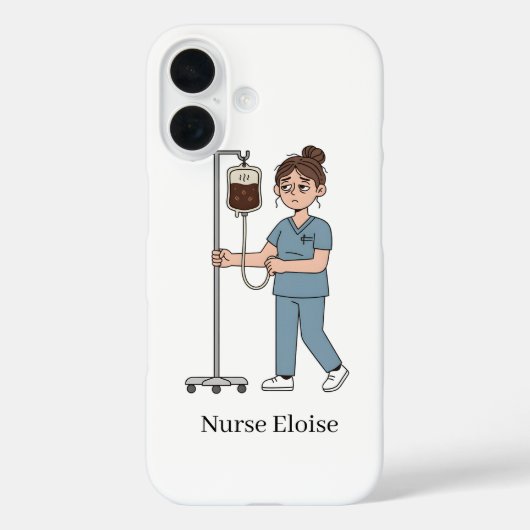 Custom Name Exhausted Nurse Coffee IV Phone Case (Achterkant)