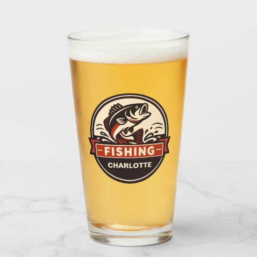 Custom Name Fishing Glas (Voorkant gevuld)