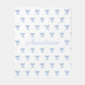 Custom Name Fleece Blanket Coquette Blue Bows Cute Deken (Voorkant)