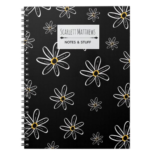 Custom Name Floral Notebook Notitieboek (Voorkant)