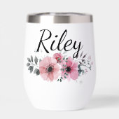 Custom Name Floral Personalized Pink Flower (Arrière)