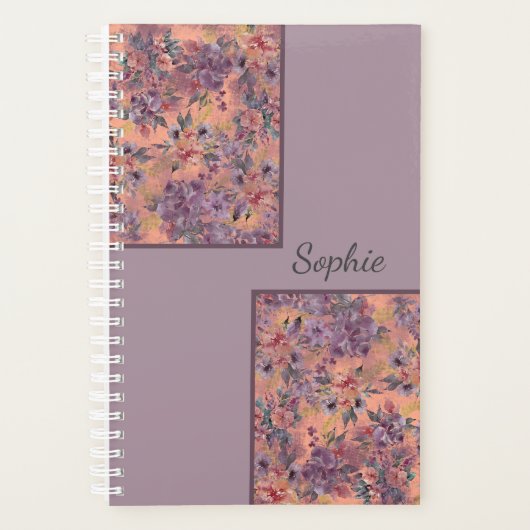 Custom Name Floral Planner Notebook (Voorkant)
