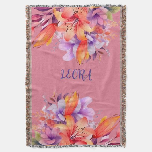 Custom Name Flower Cozy Fleece Throw Deken (Voorkant Verticaal)