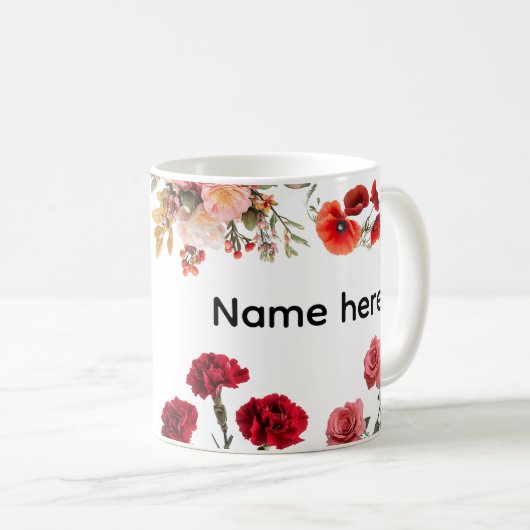 Custom Name Flower Mug (Devant droit)