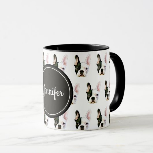 Custom Name French Bulldog Coffee Mug Mok (Voorkant rechts)