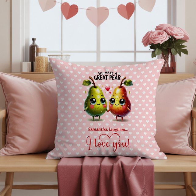 Custom Name Fruit Pun Cute Valentine Accent Pillow Kussen (Custom Name Fruit Pun Cute Valentine Accent Pillow)