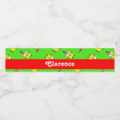 Custom name funny clowns on green waterfles etiket (Enkel label)