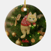 Custom Name Funny Grumpy Cat Christmas Ornament (Achterkant)