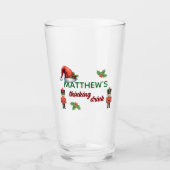 Custom Name Funny Thinking Drink Christmas Hat Glas (Voorkant)
